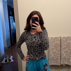 Grey gap cardigan leopard